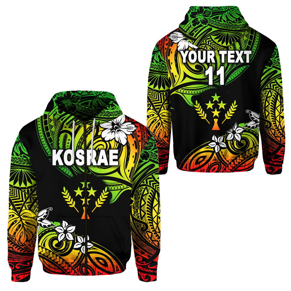 ( Personalised) FSM Kosrae Zip Hoodie Unique Vibes Reggae
