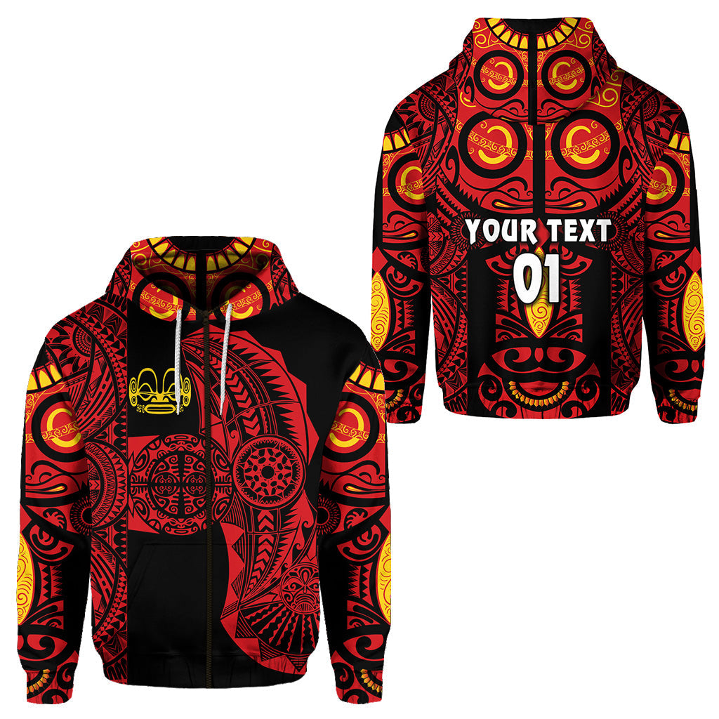 ( Personalised) Marquesas Islands Zip Hoodie Marquesan Tattoo Original Style Red