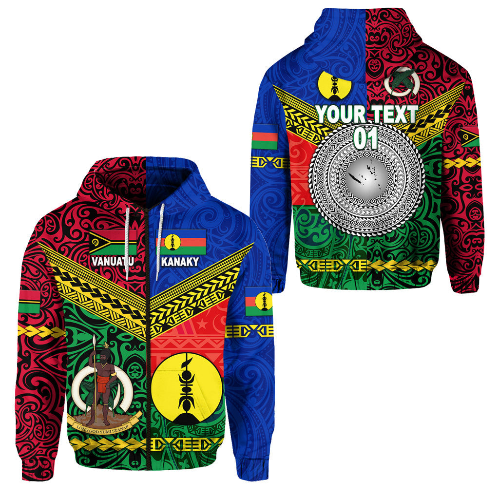 ( Personalised) Vanuatu And New Caledonia Kanaky Zip Hoodie Together