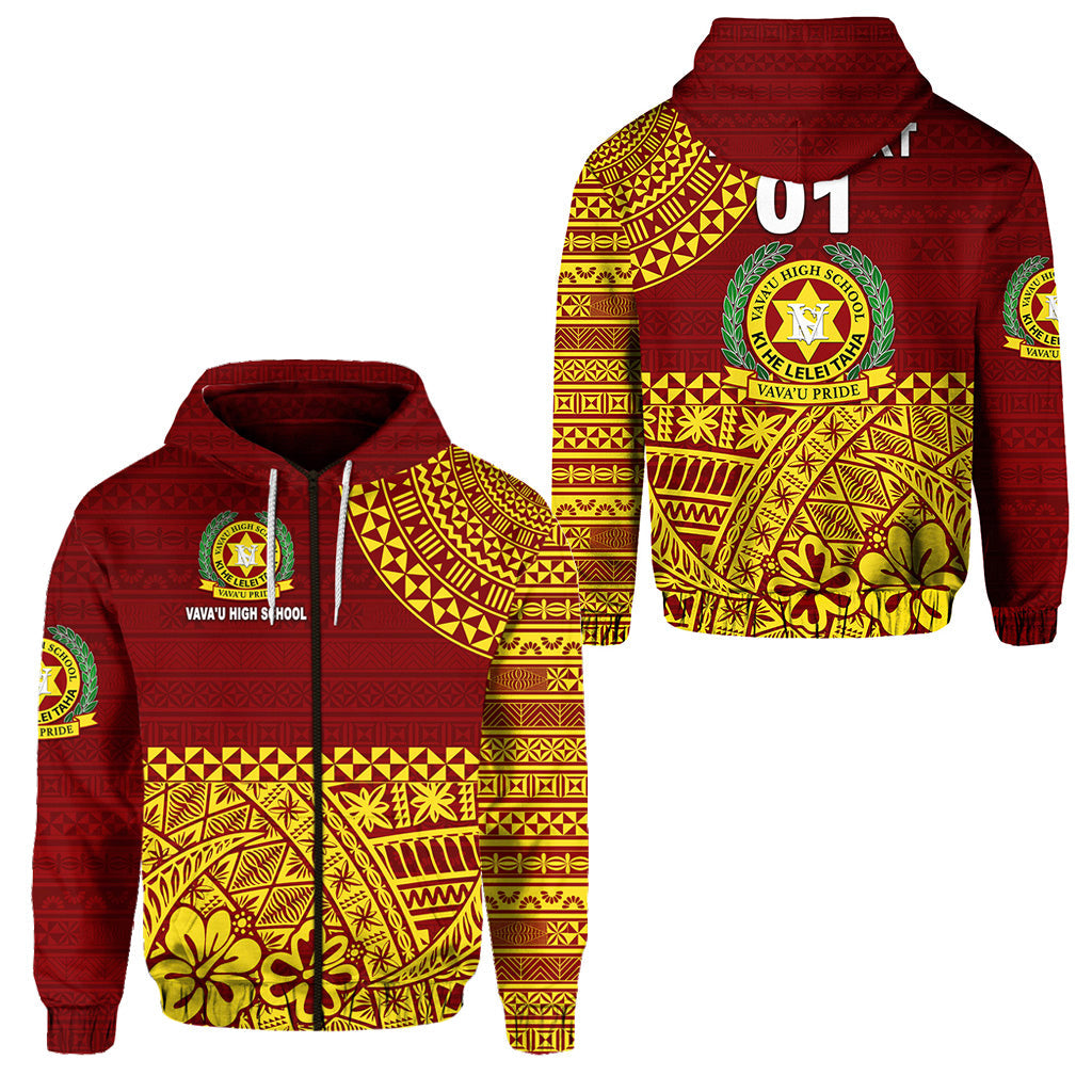 ( Personalised) Tonga Vava'u High School Zip Hoodie Kupesi Vibes Maroon