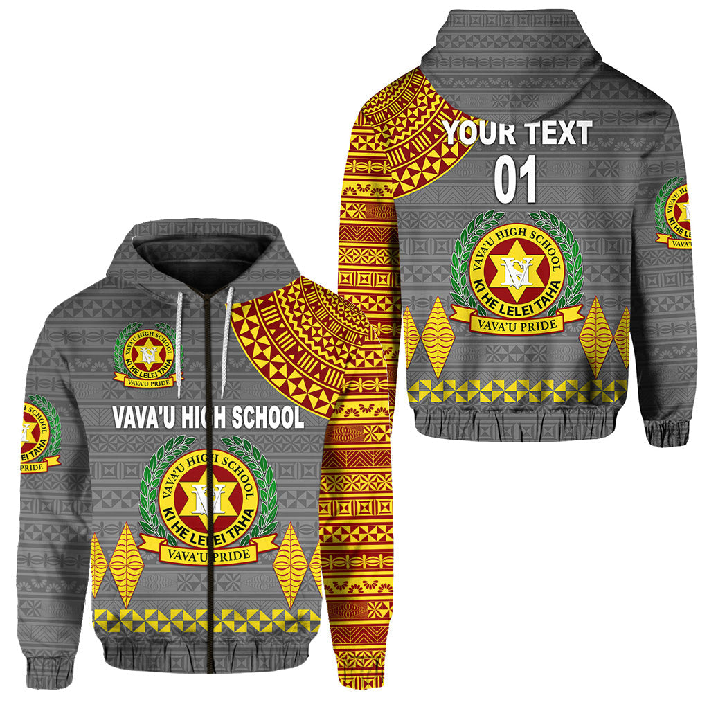 ( Personalised) Tonga Vava'u High School Zip Hoodie Simple Style Grey