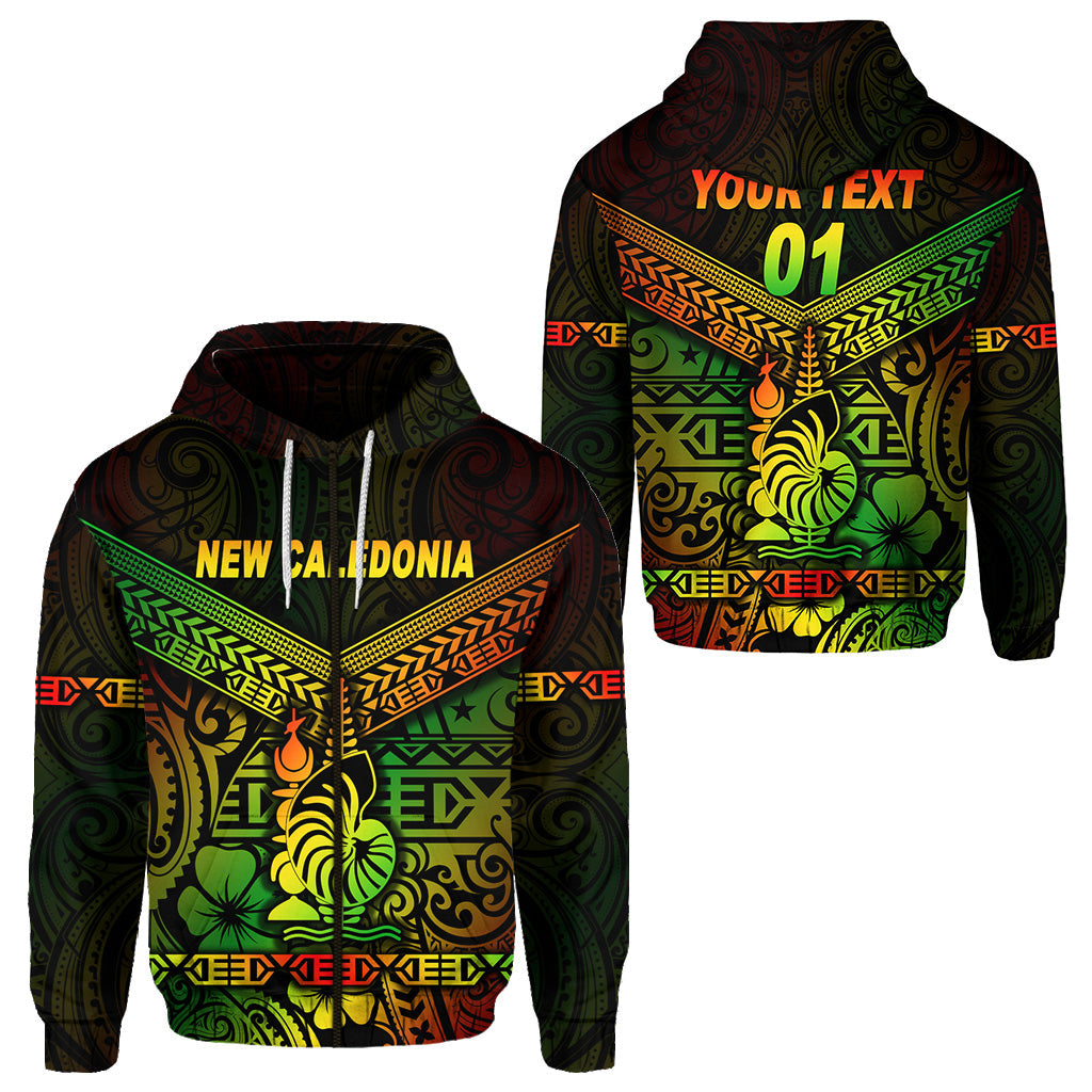 ( Personalised) New Caledonia Zip Hoodie Simple Style Reggae
