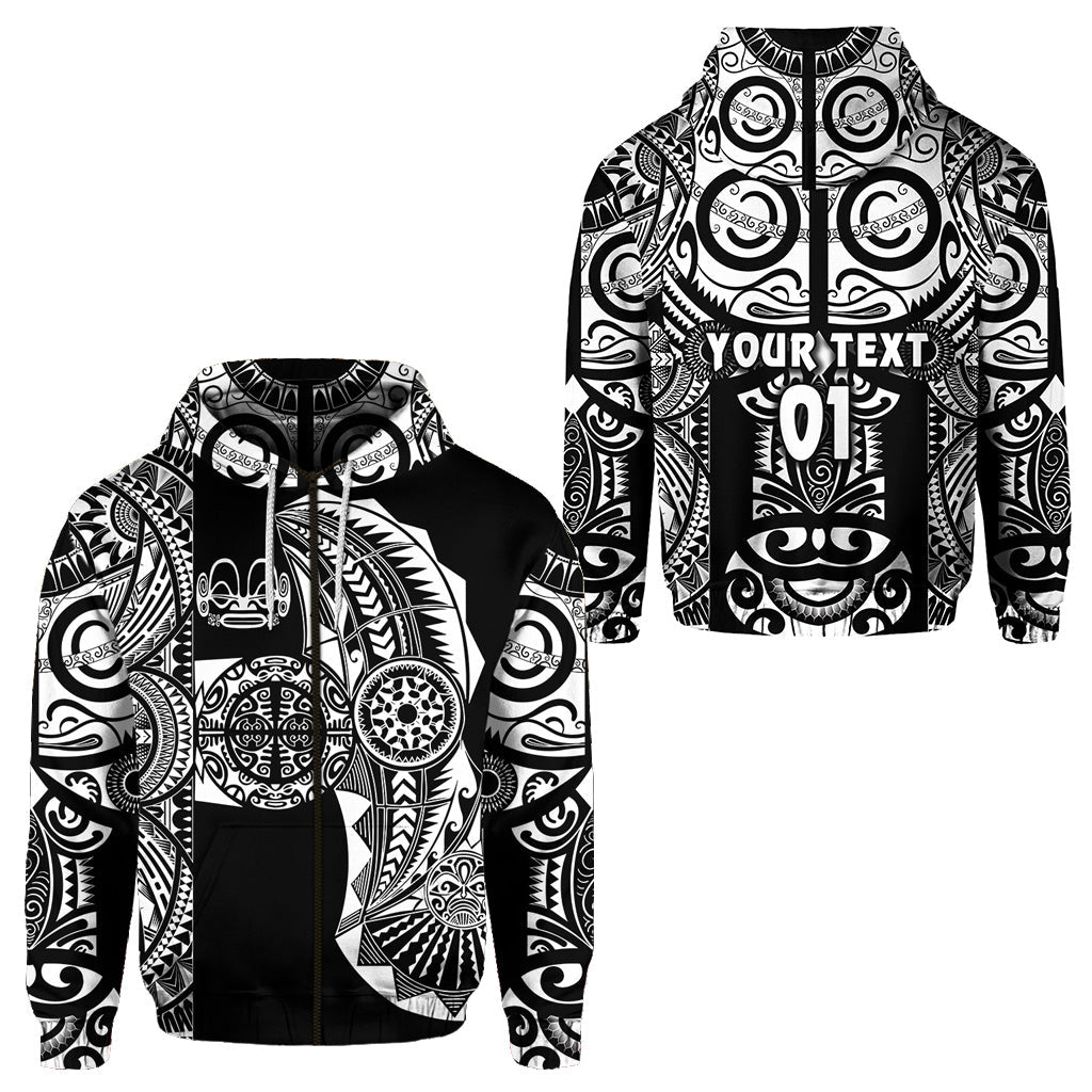 ( Personalised) Marquesas Islands Zip Hoodie Marquesan Tattoo Original Style Black