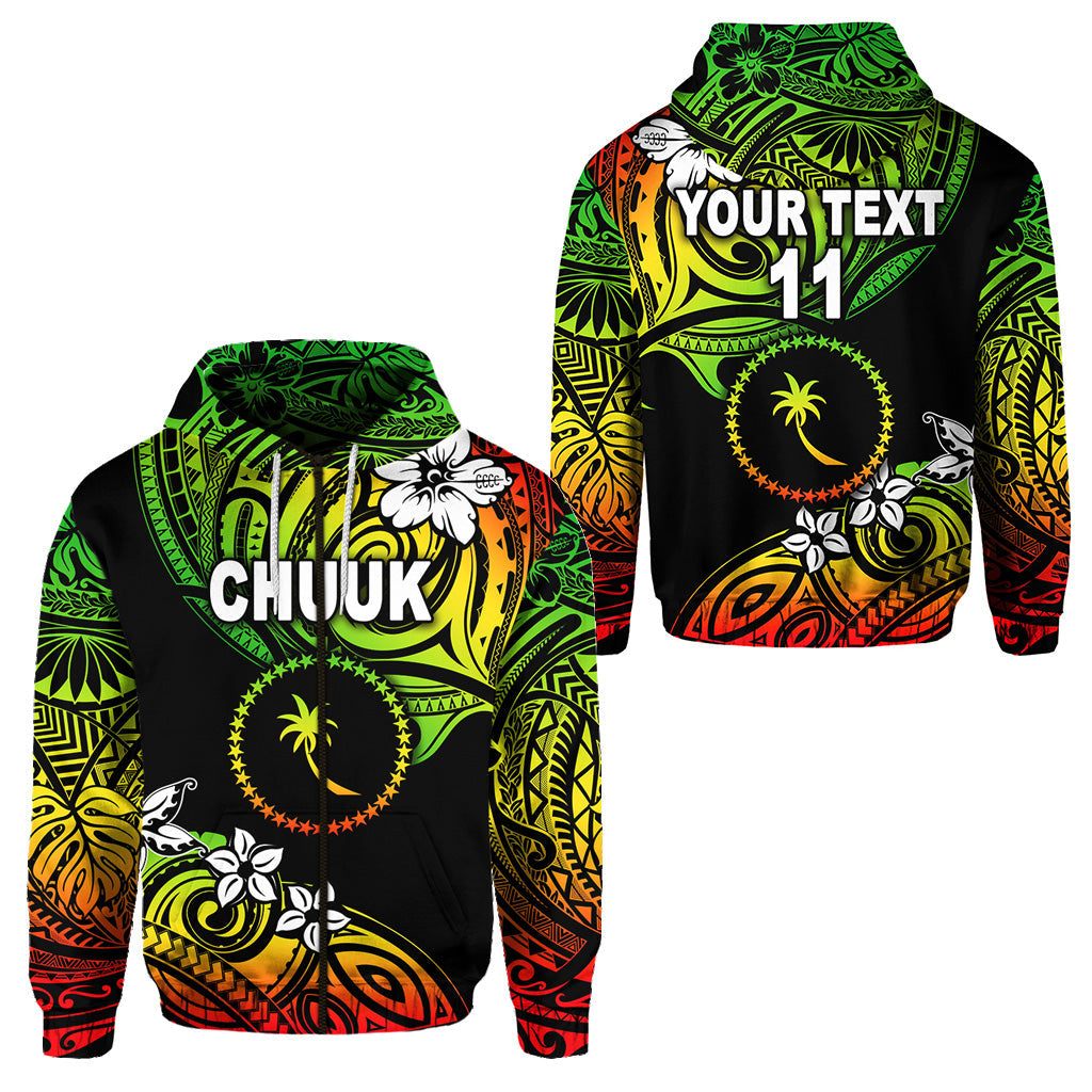 ( Personalised) FSM Chuuk Zip Hoodie Unique Vibes Reggae