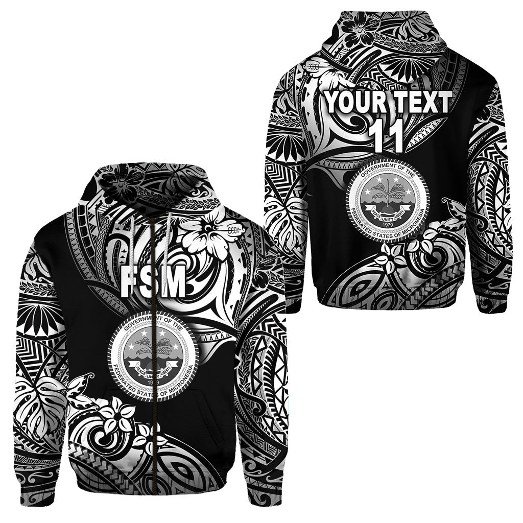 ( Personalised) Federated States of Micronesia Zip Hoodie Unique Vibes Black