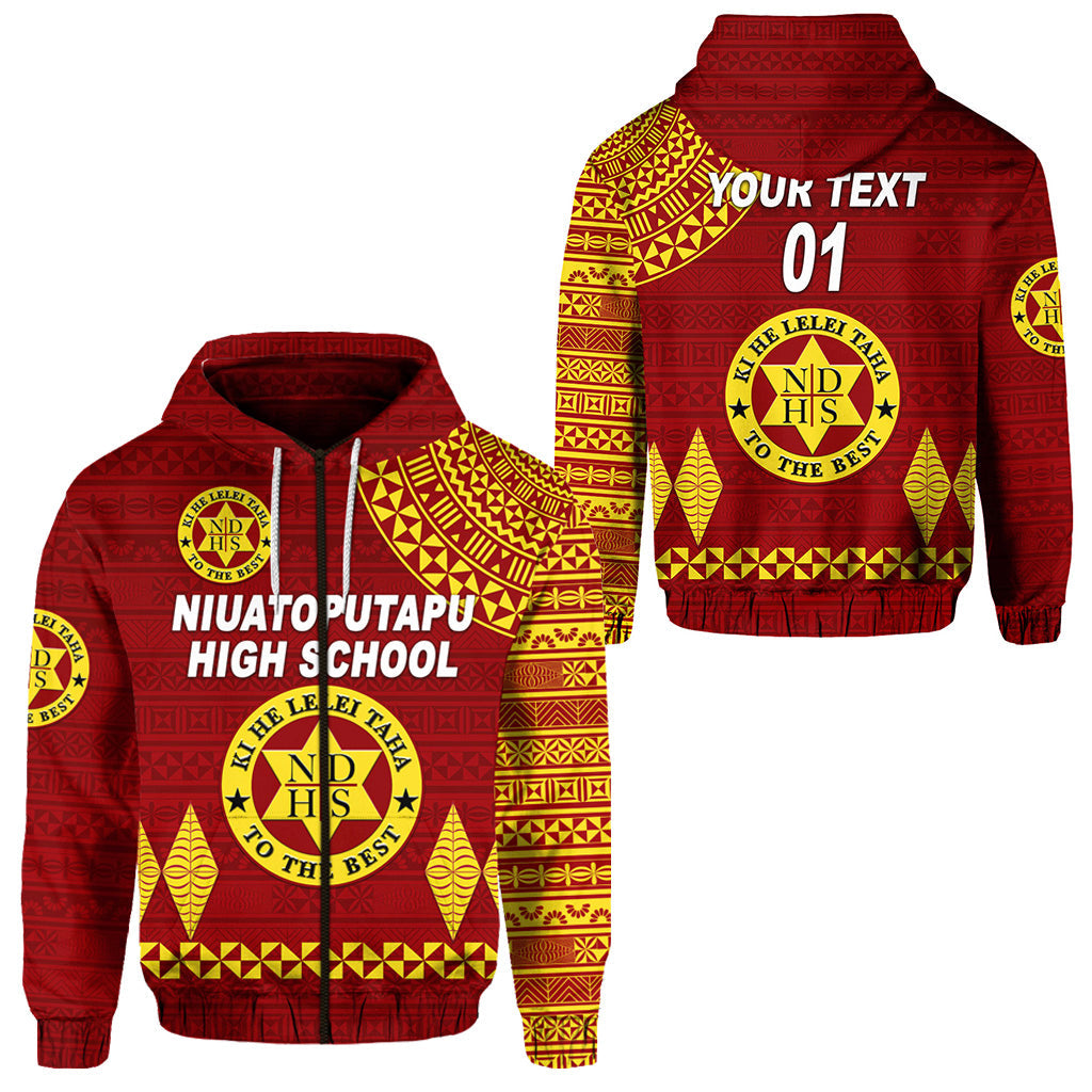 ( Personalised) Tonga Niuatoputapu High School Zip Hoodie Simple Style, Text And Number