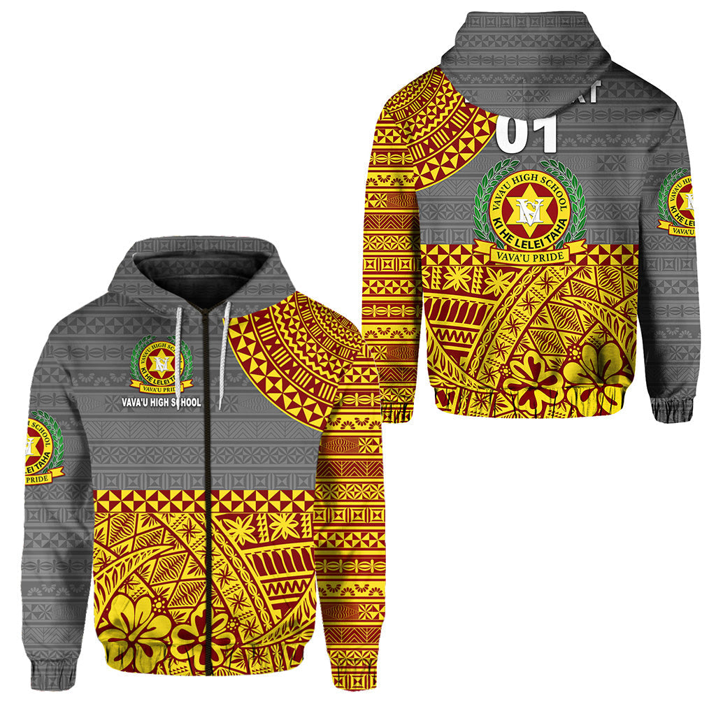 ( Personalised) Tonga Vava'u High School Zip Hoodie Kupesi Vibes Grey