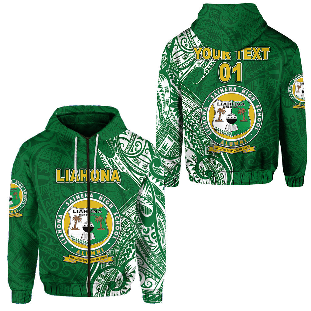 ( Personalised) Tonga Liahona Saineha High School Zip Hoodie Simple Vibes, Text And Number