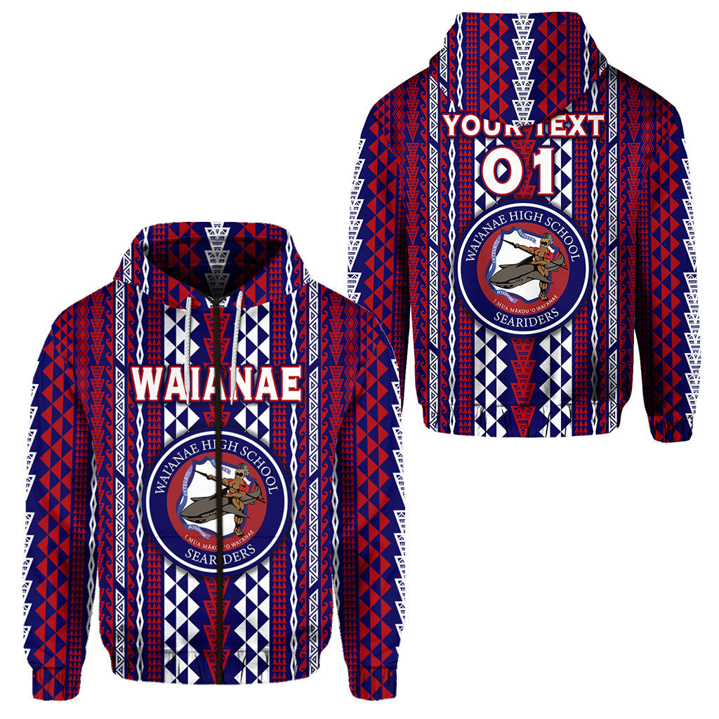 Custom Text Hawaii Waianae High School Zip Hoodie Seariders Simple Style