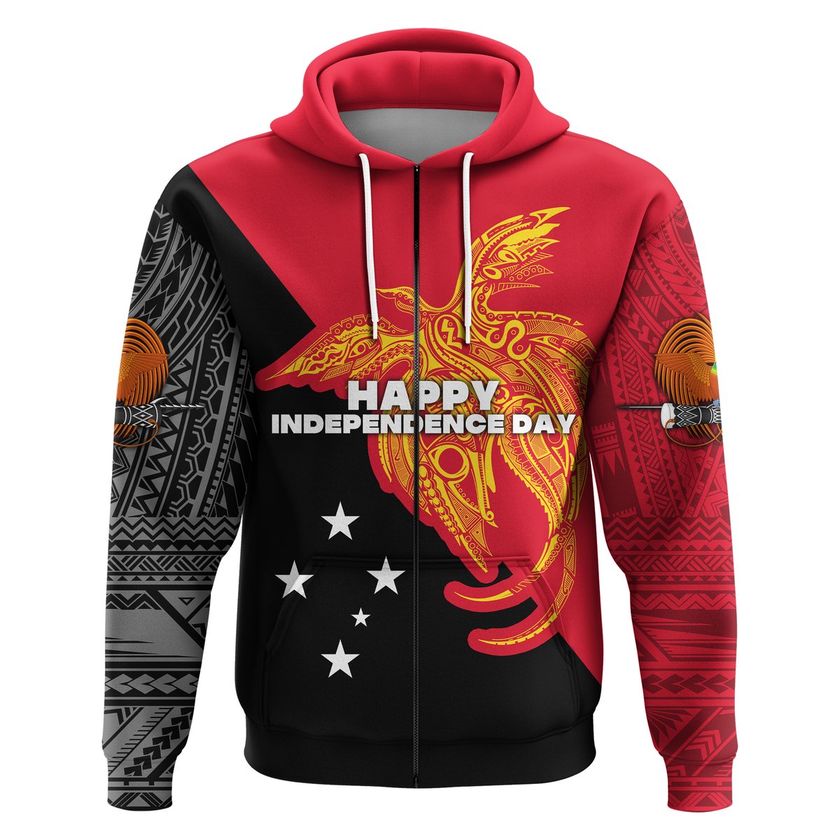 Papua New Guinea Zip Hoodie Independence Day Flag Style