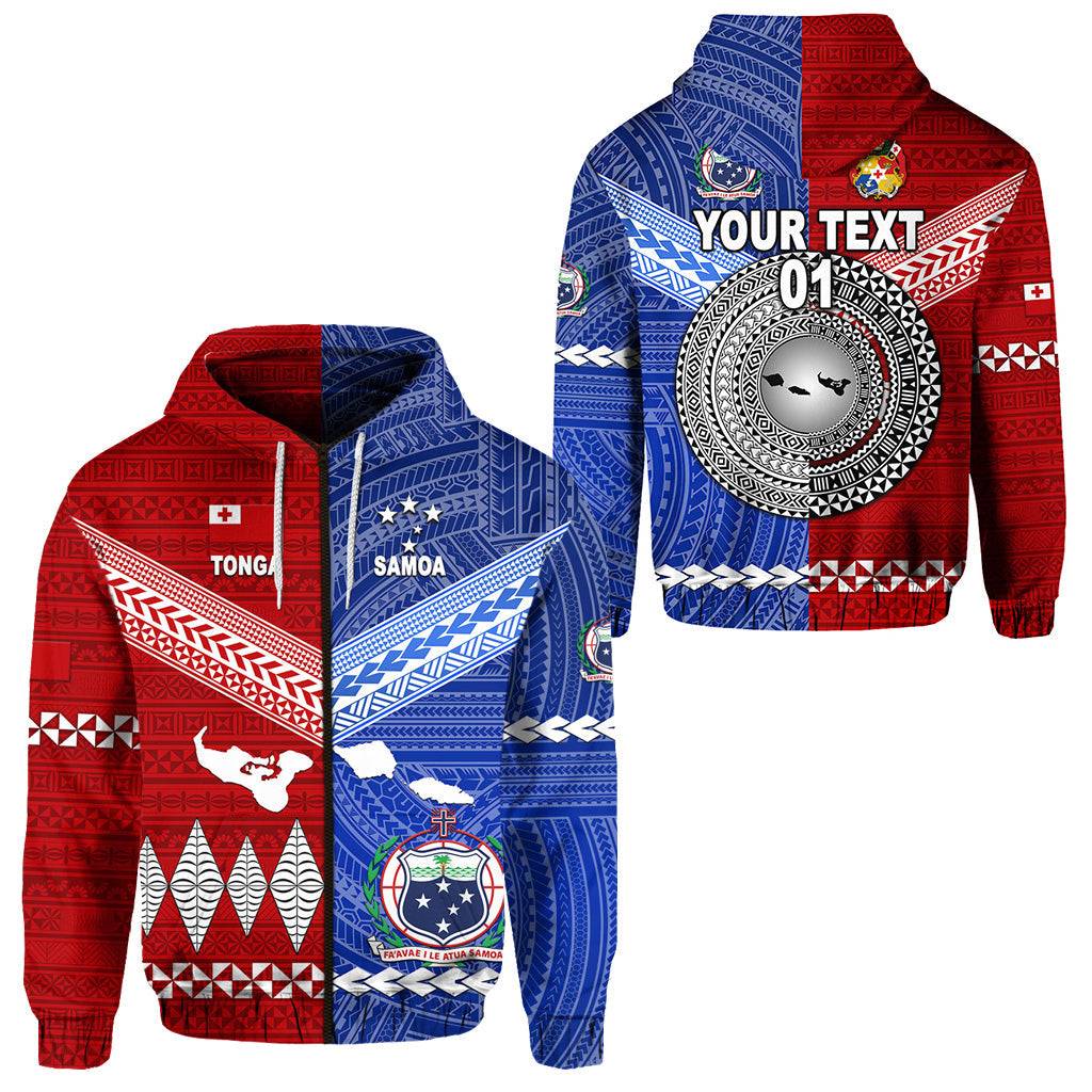 ( Personalised) Tonga And Samoa Together Zip Hoodie Unique Style, Text And Number