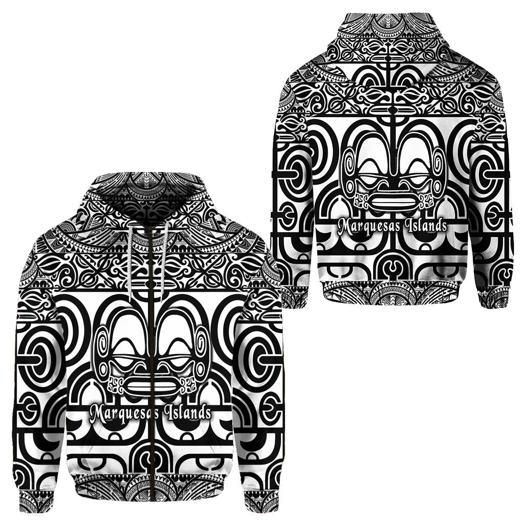 Marquesas Islands Zip Hoodie Marquesan Tattoo Simple Style Black