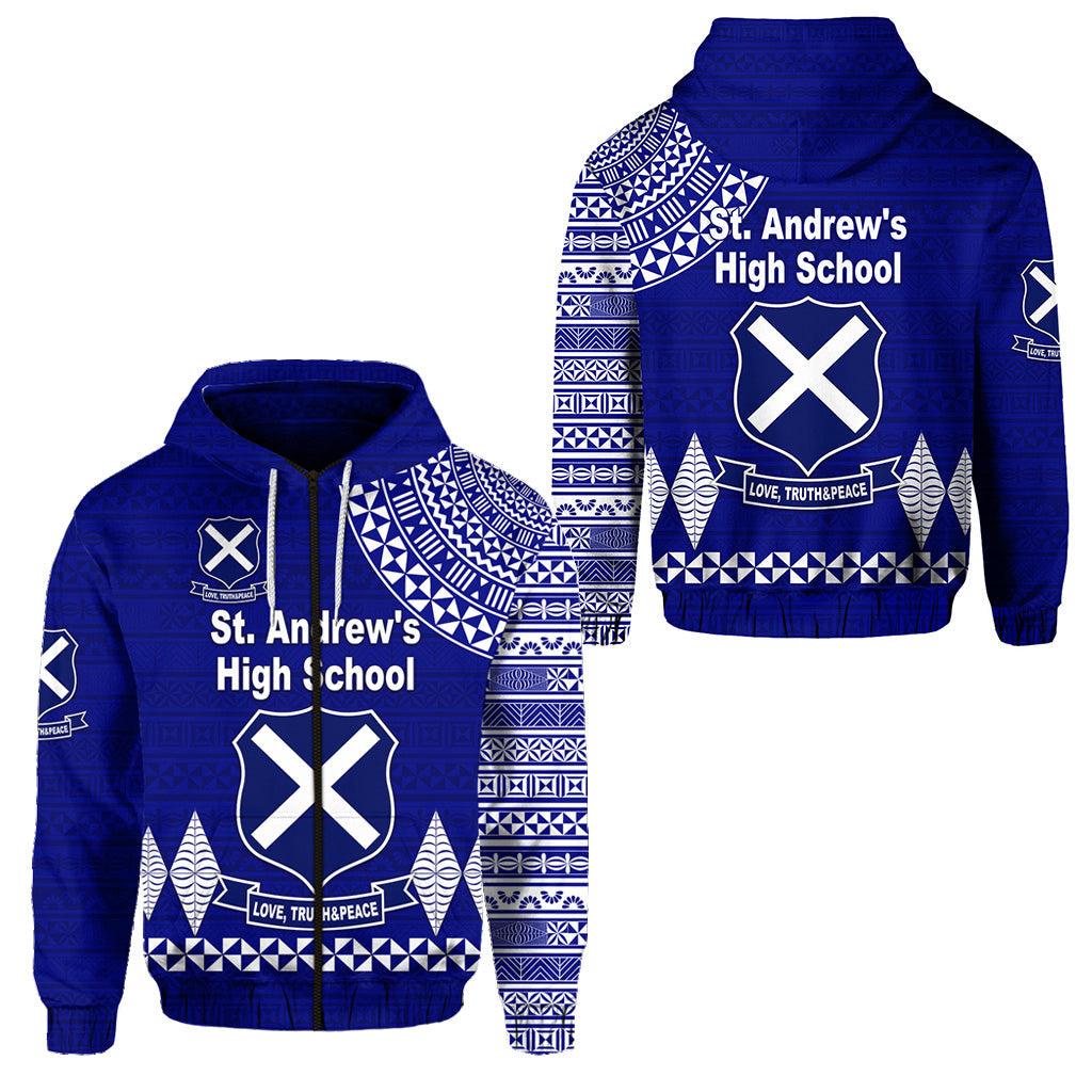 St. Andrew's High School Zip Hoodie Simple Style