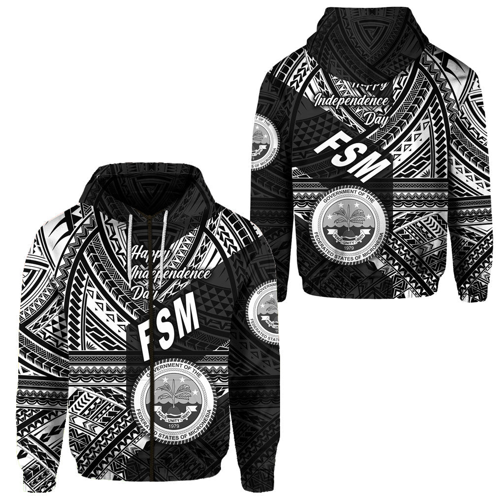 Federated States of Micronesia Zip Hoodie FSM Happy Independence Day Original Vibes Black