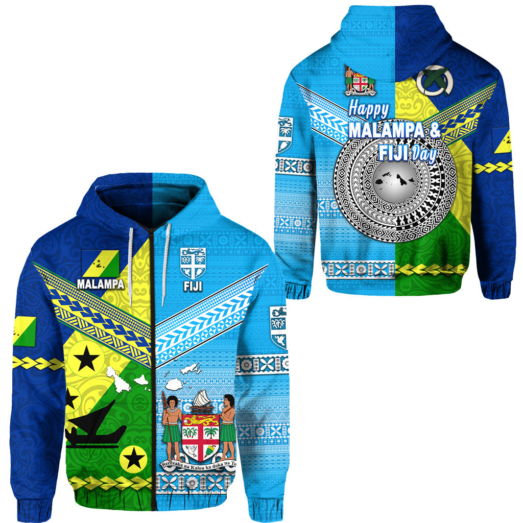 Happy Vanuatu Malampa Province And Fiji Day Zip Hoodie Together