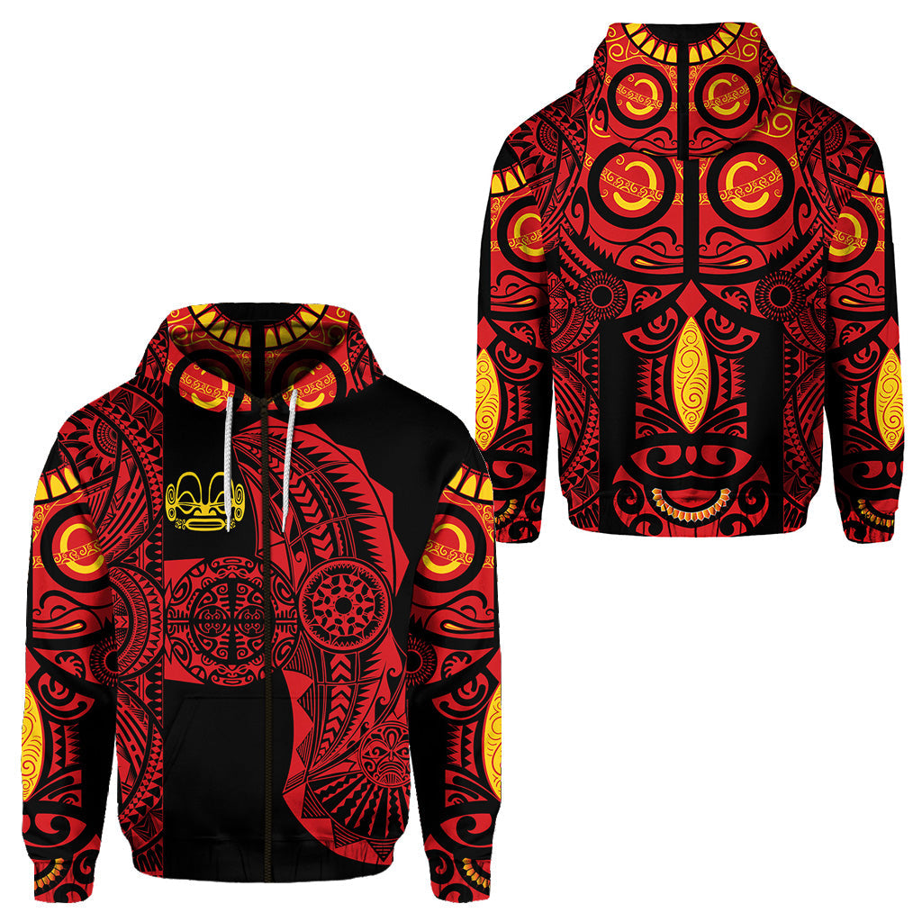 Marquesas Islands Zip Hoodie Marquesan Tattoo Original Style Red
