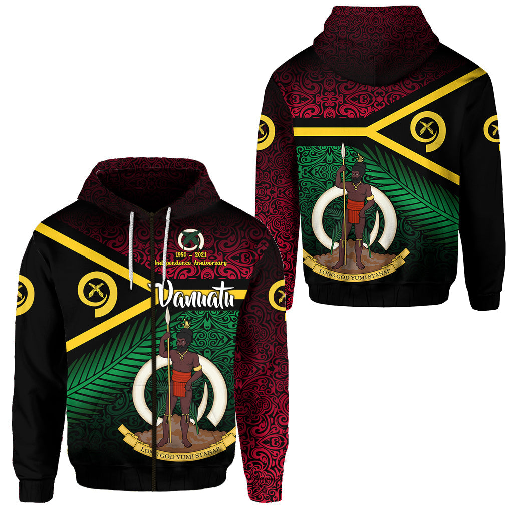 Vanuatu Special Independence Anniversary Zip Hoodie Original Flag Style