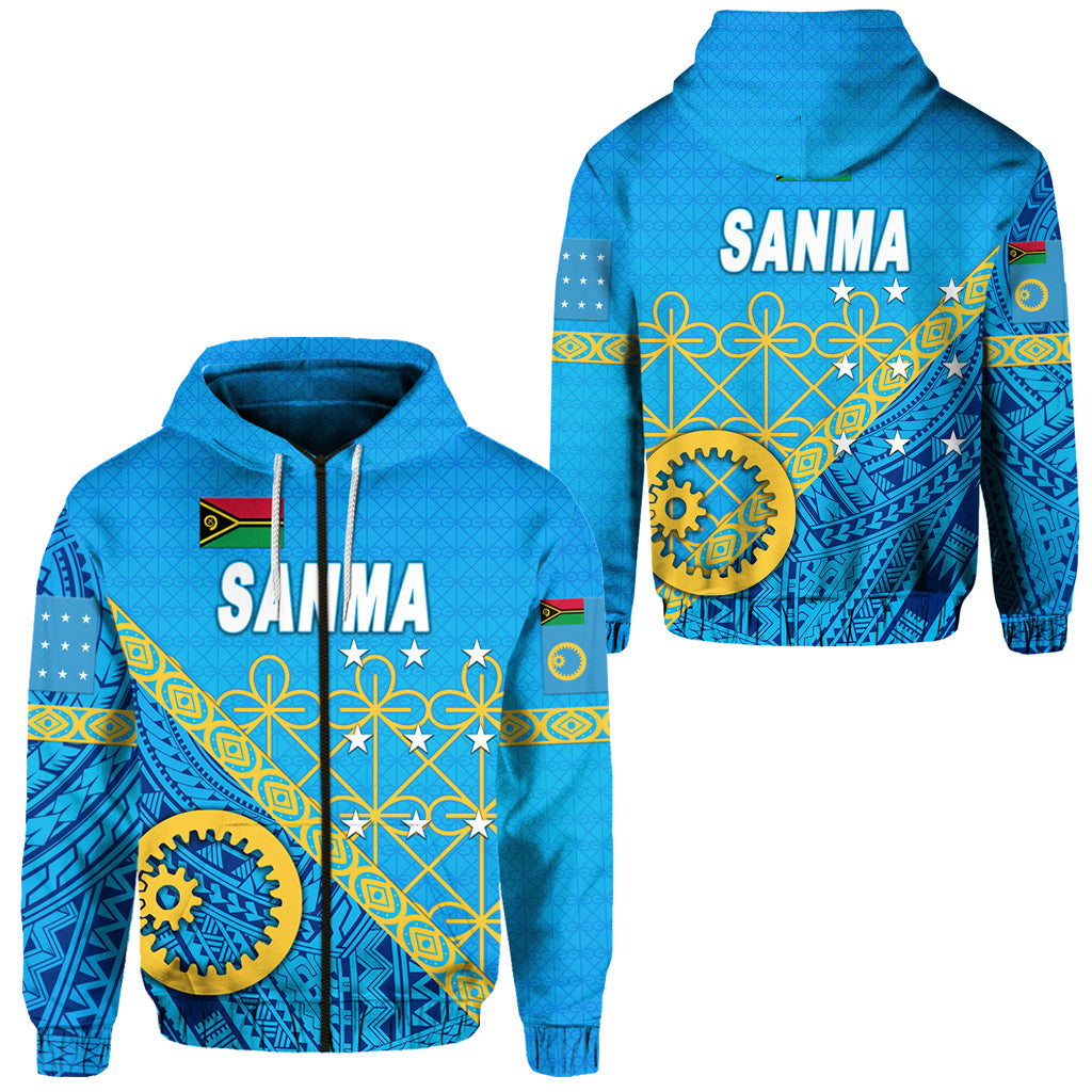 Sanma Province Zip Hoodie Vanuatu Pattern Unique Style