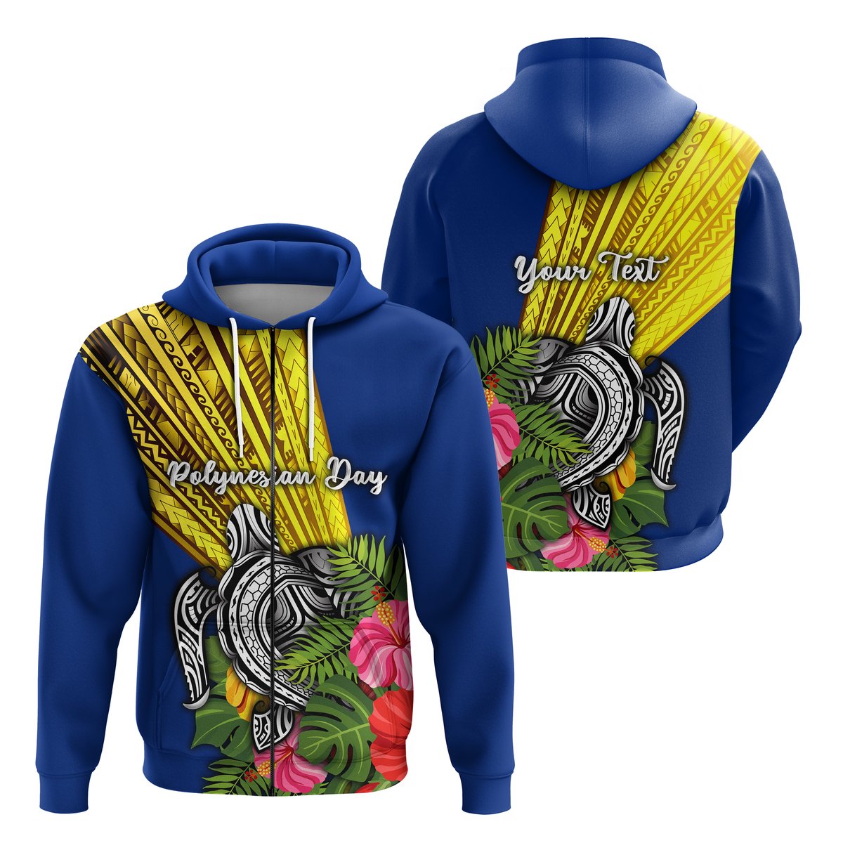 ( Personalised) Polynesian Day Zip Hoodie Sun Style
