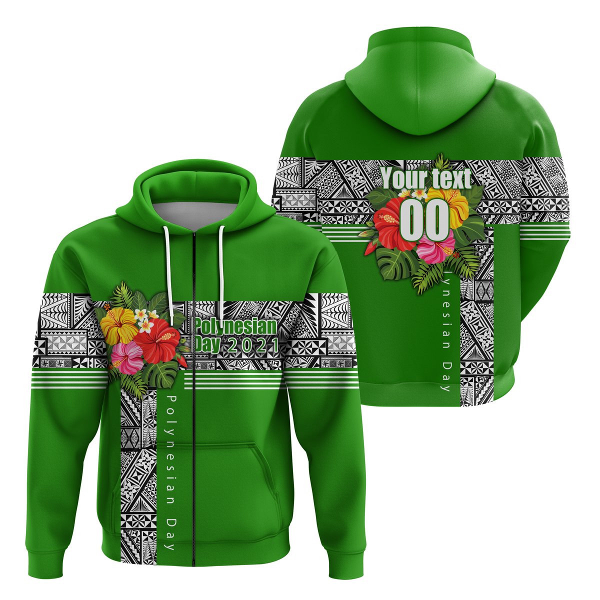 ( Personalised) Polynesian Day Zip Hoodie Simple Style