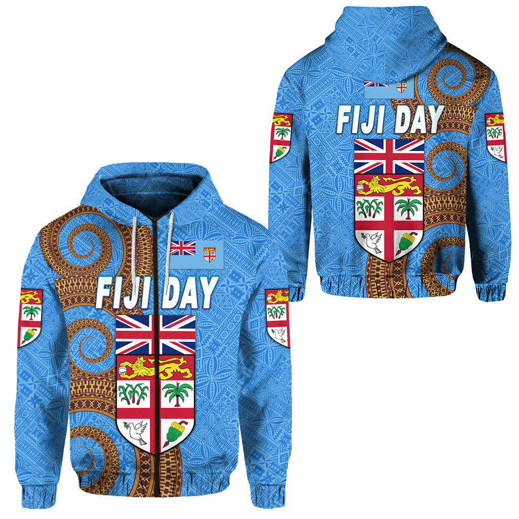 Fiji Day Zip Hoodie Independence Anniversary Simple Style