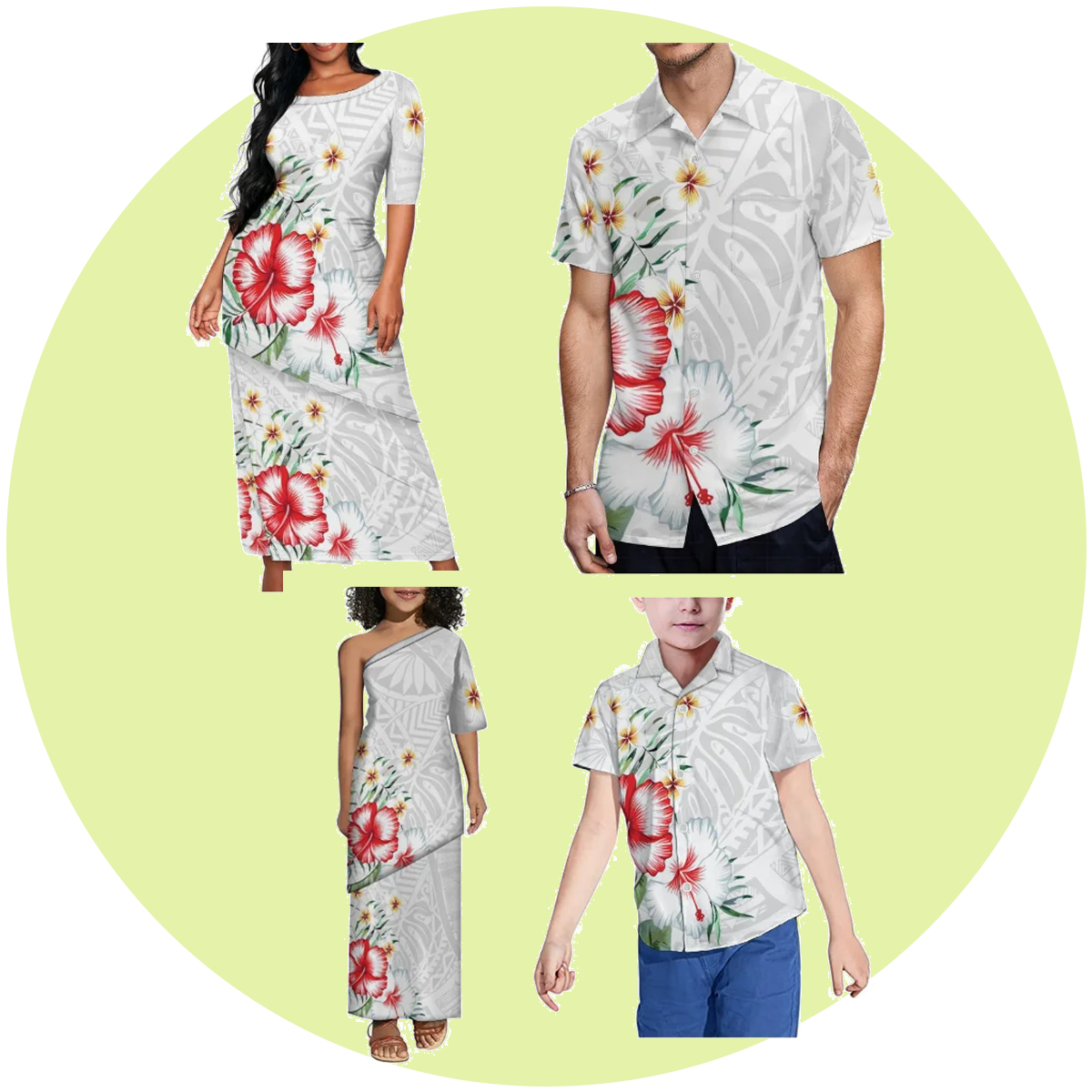 Combo Family Puletasi Dress And Hawaii Shirt