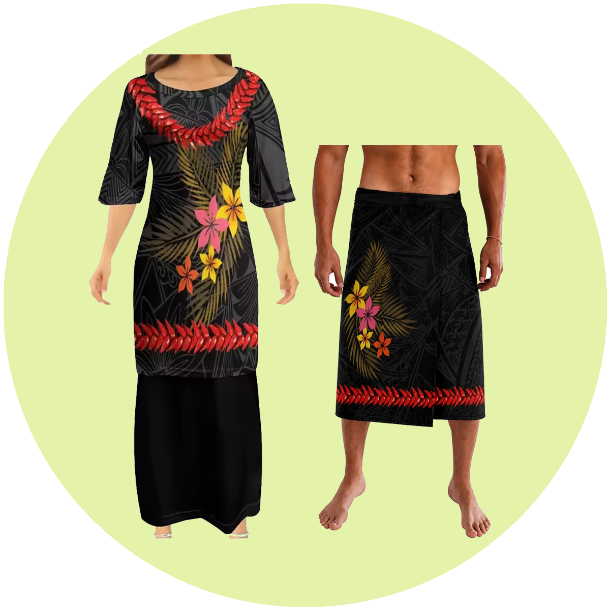 Matching Dress And Men's Lavalava For Her Him