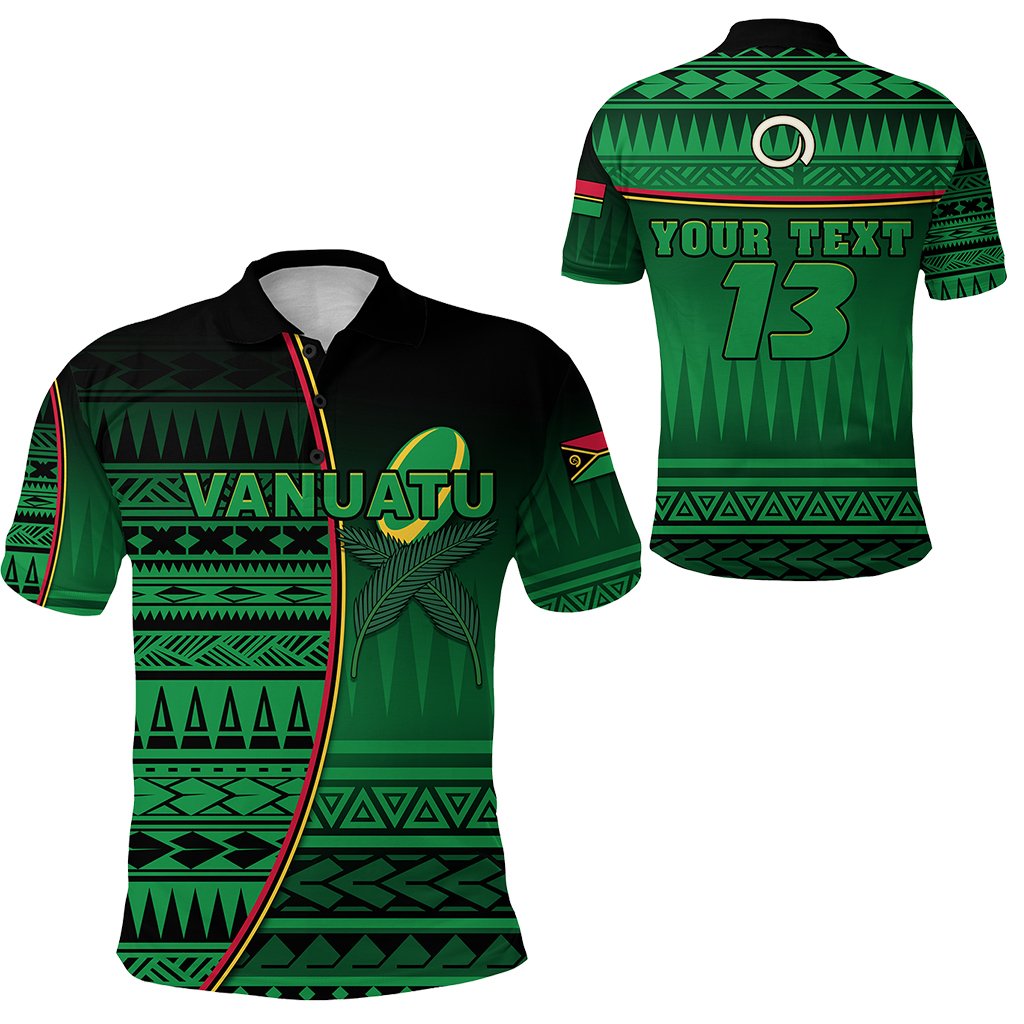 Custom Personalised Vanuatu Rugby Polo Shirt Impressive Version - Custom Text and Number