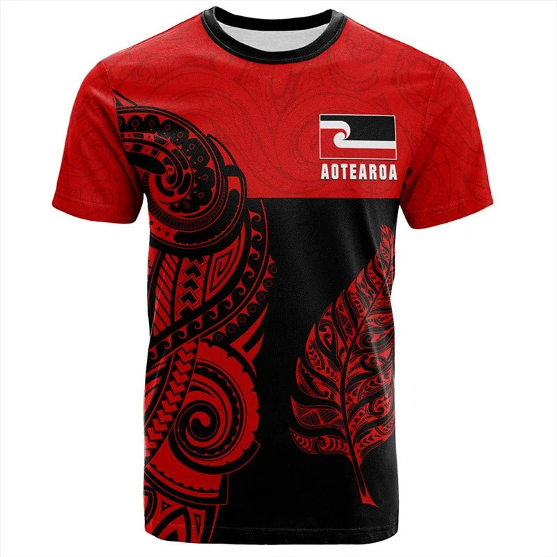 New Zealand Maori Shirt Aotearoa Silver Fern Symbols Tattoo T Shirt For Men NZ Waitangi Day Tees Top Clothes