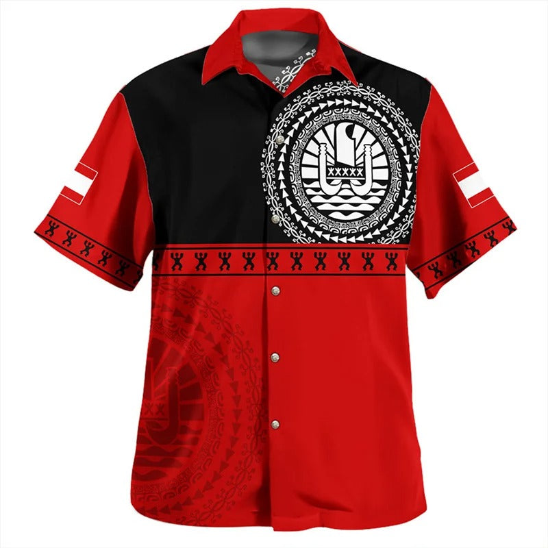 Tahiti Polynesian Hawaiian Shirts For Men Clothes 3d Printed Tahitian Tribal Summer Button Shirt