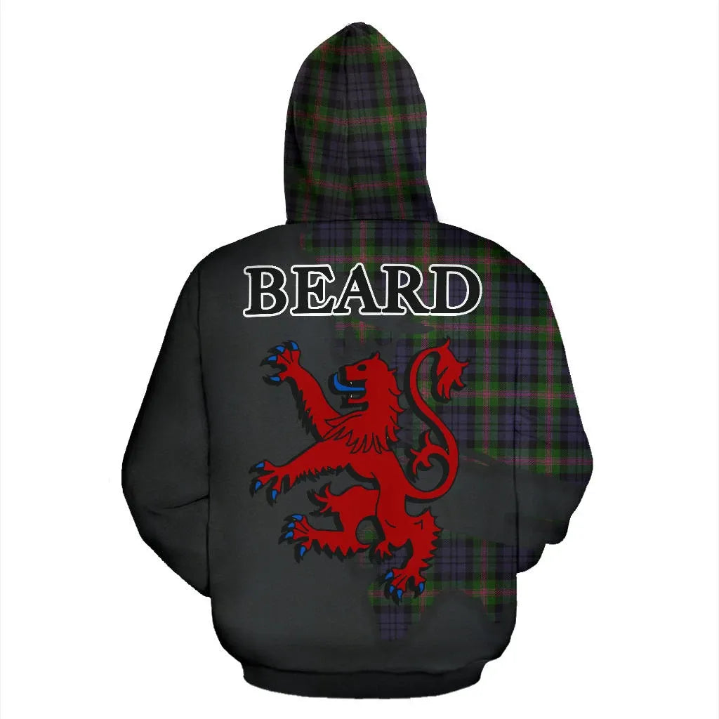 Printivon Beard Clan Crest Tartan Zip Hoodie Royal Lion