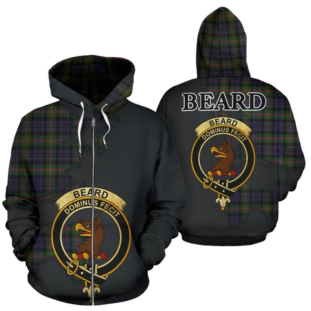 Printivon Beard Clan Crest Tartan Zip Hoodie Royal