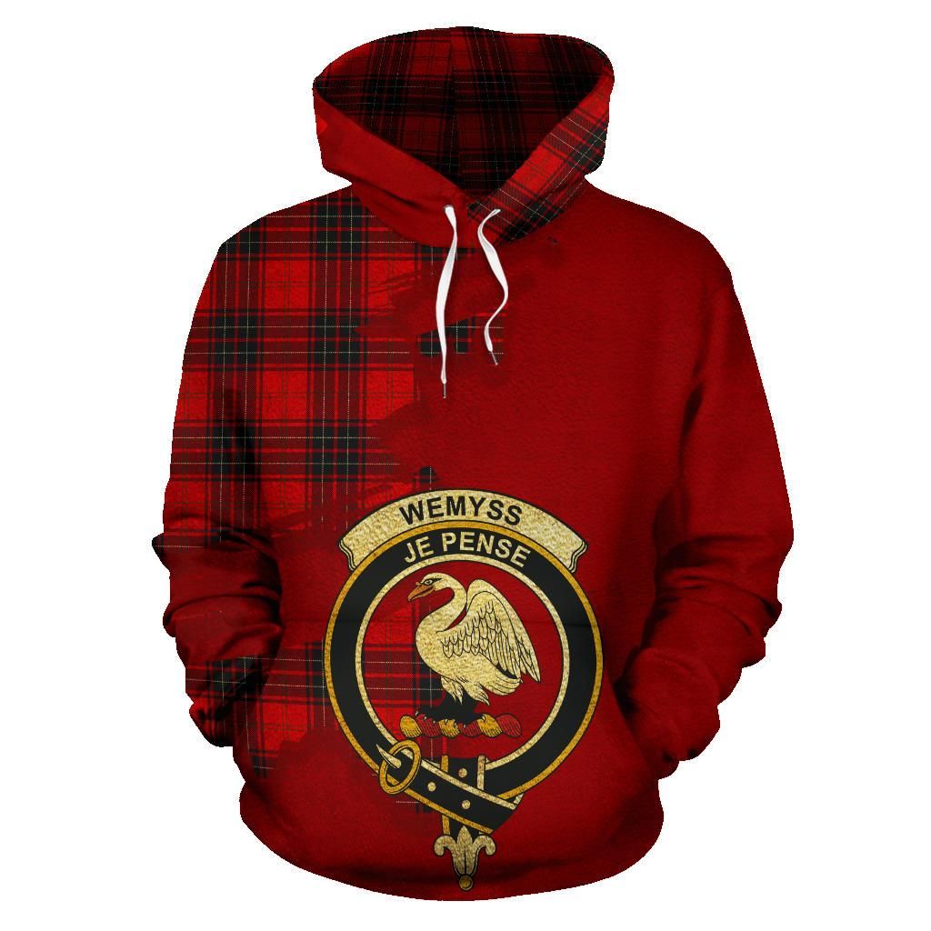 Printivon Wemyss Modern Clan Crest Tartan Hoodie Royal