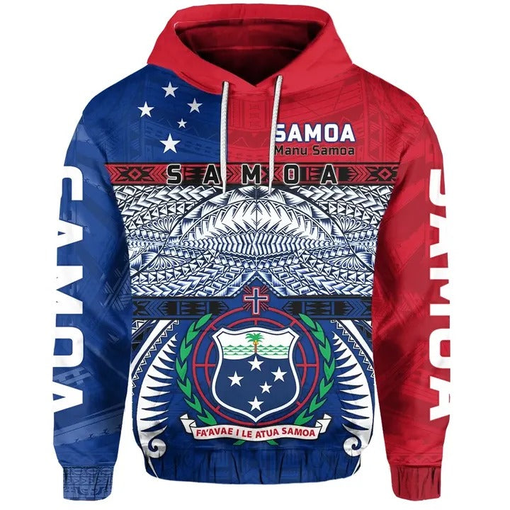 Samoa Hoodie Manu Samoa Pullover Hoodie Rugby Style
