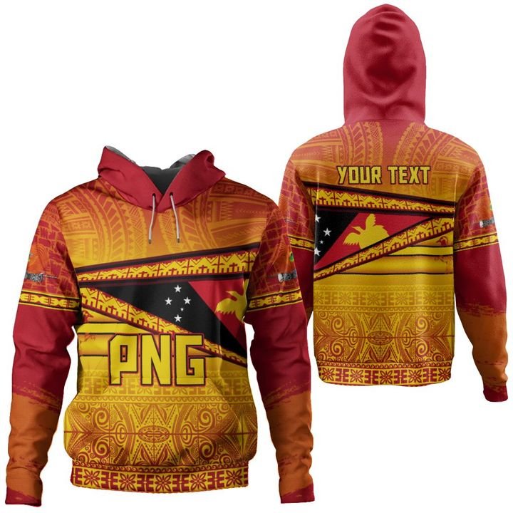 Custom Text Papua New Guinea Hoodie Flag Tapa Pattern Stronic Style