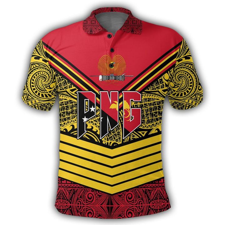 Papua New Guinea Polo Shirt Tapa Lauhala Rugby Scrum Style