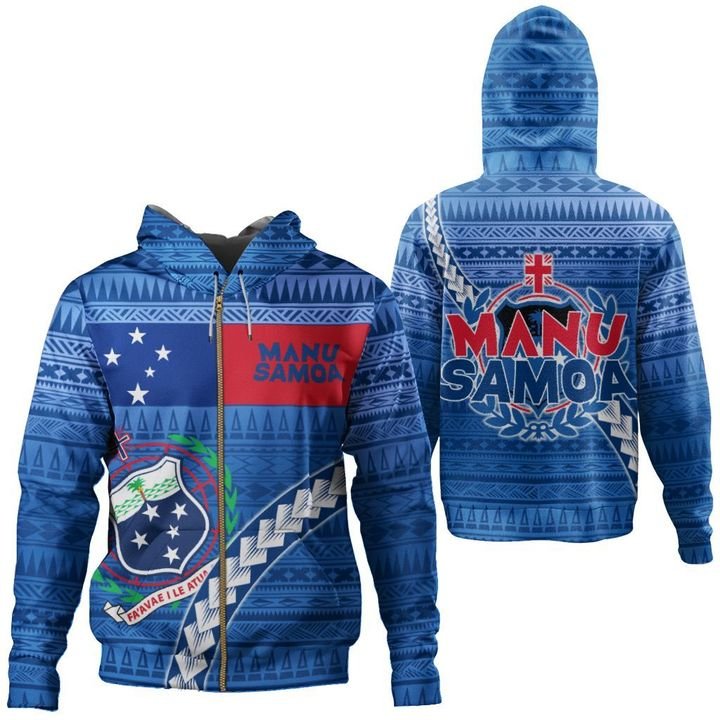 Manu Samoa Rugby Zip Hoodie Coat of Arms