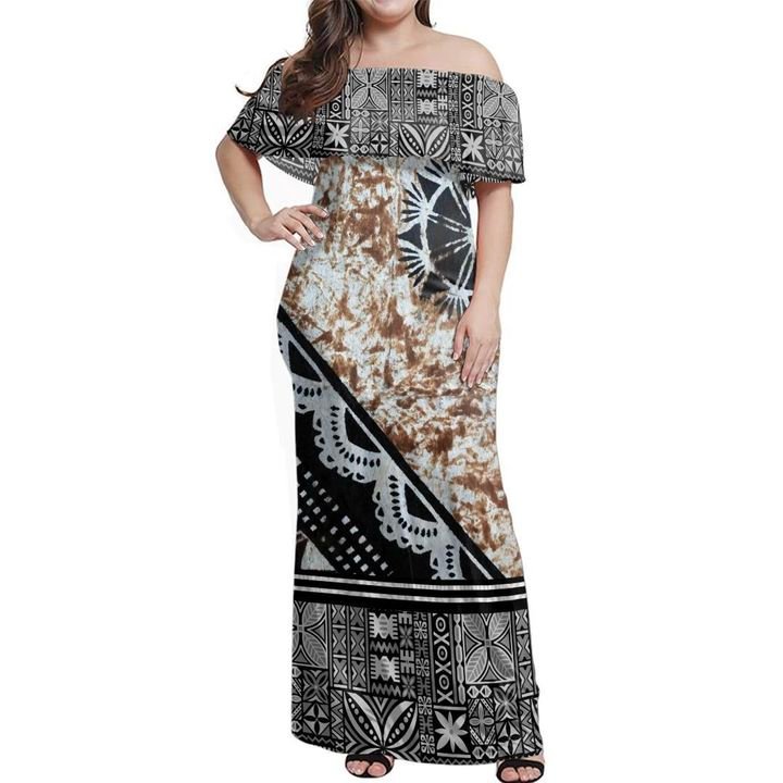 Fiji Masi Brown Off Shoulder Long Dress