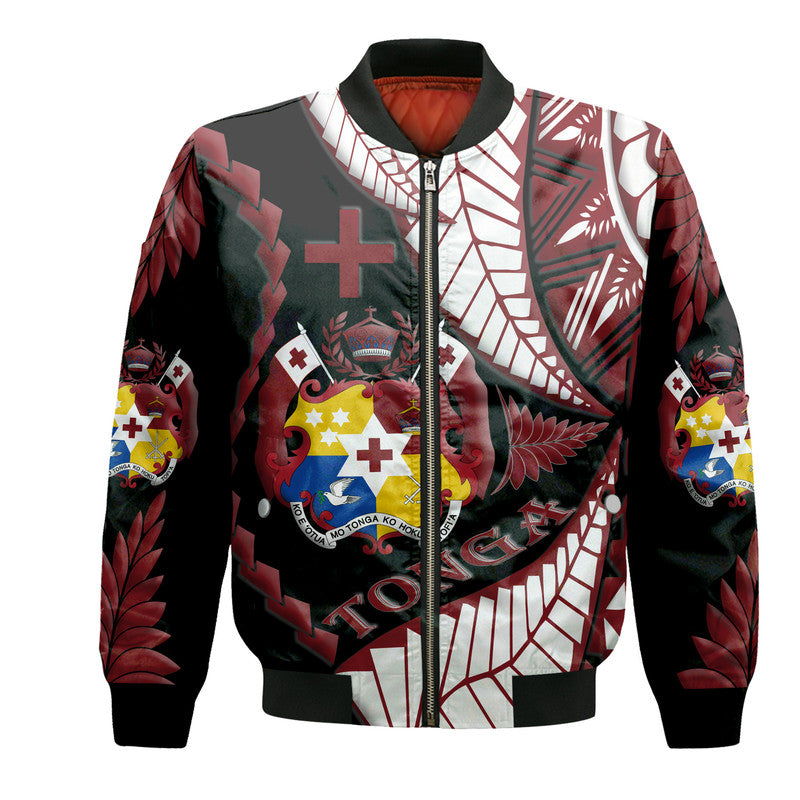 Tonga Emancipation Day Bomber Jacket Kupesi Pattern No.1 Black