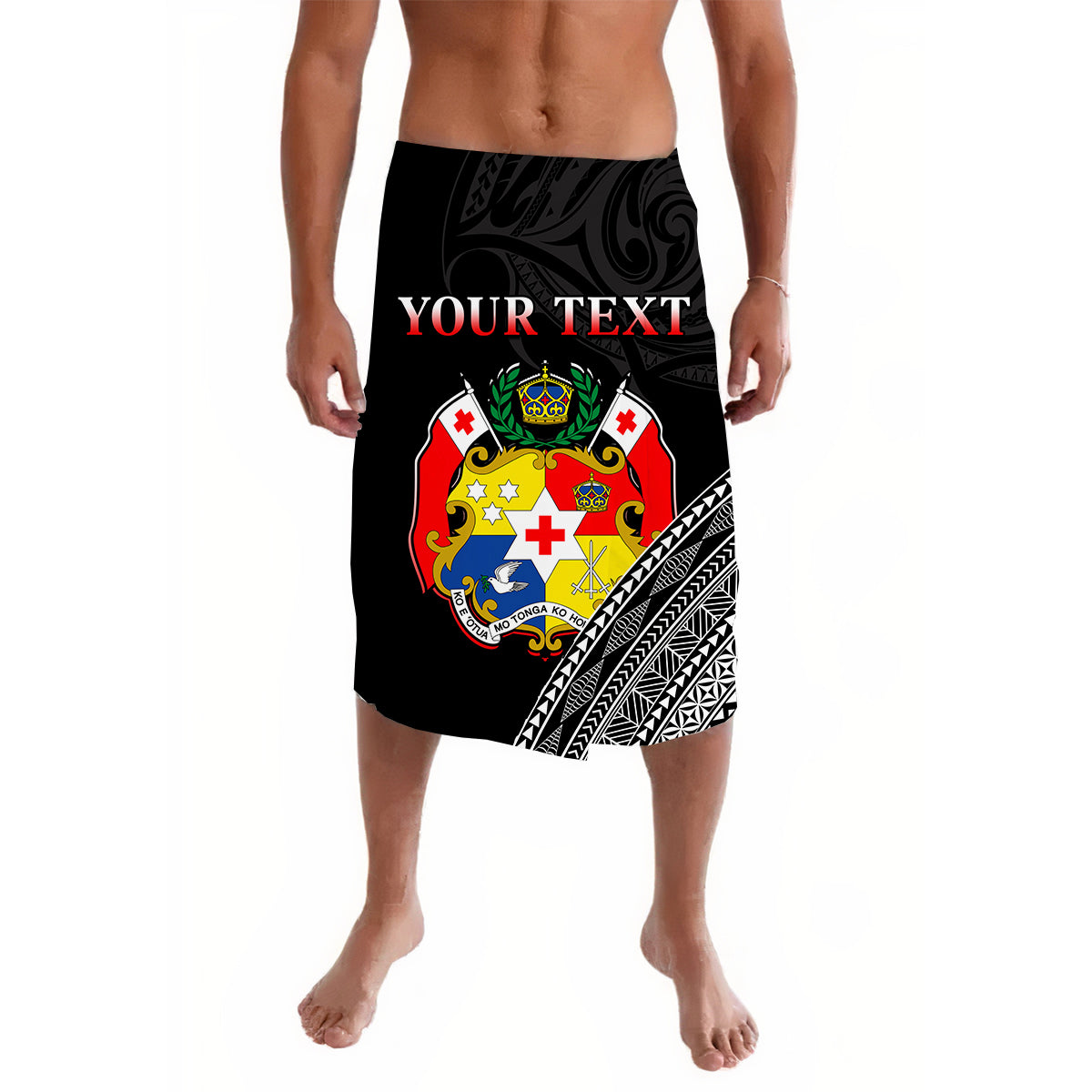 (Custom Personalised) Tonga Lavalava Tongan Pattern Blithesome Version Black