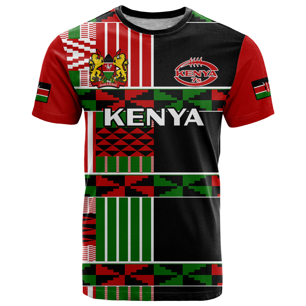 Custom Kenya Rugby Sevens Kenyan Pattern Version T Shirt