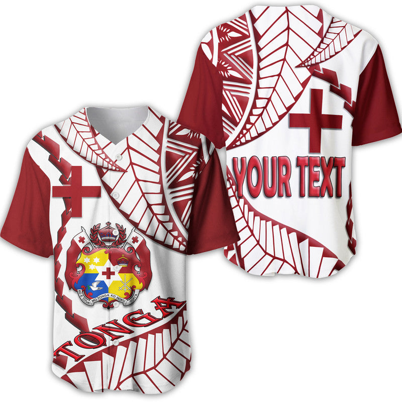 (Custom Personalised) Tonga Emancipation Day Baseball Jersey Kupesi Pattern No.1 White