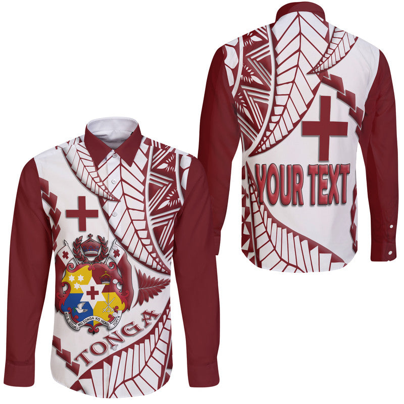 (Custom Personalised) Tonga Emancipation Day Hawaii Long Sleeve Button Shirt Kupesi Pattern No.1 White