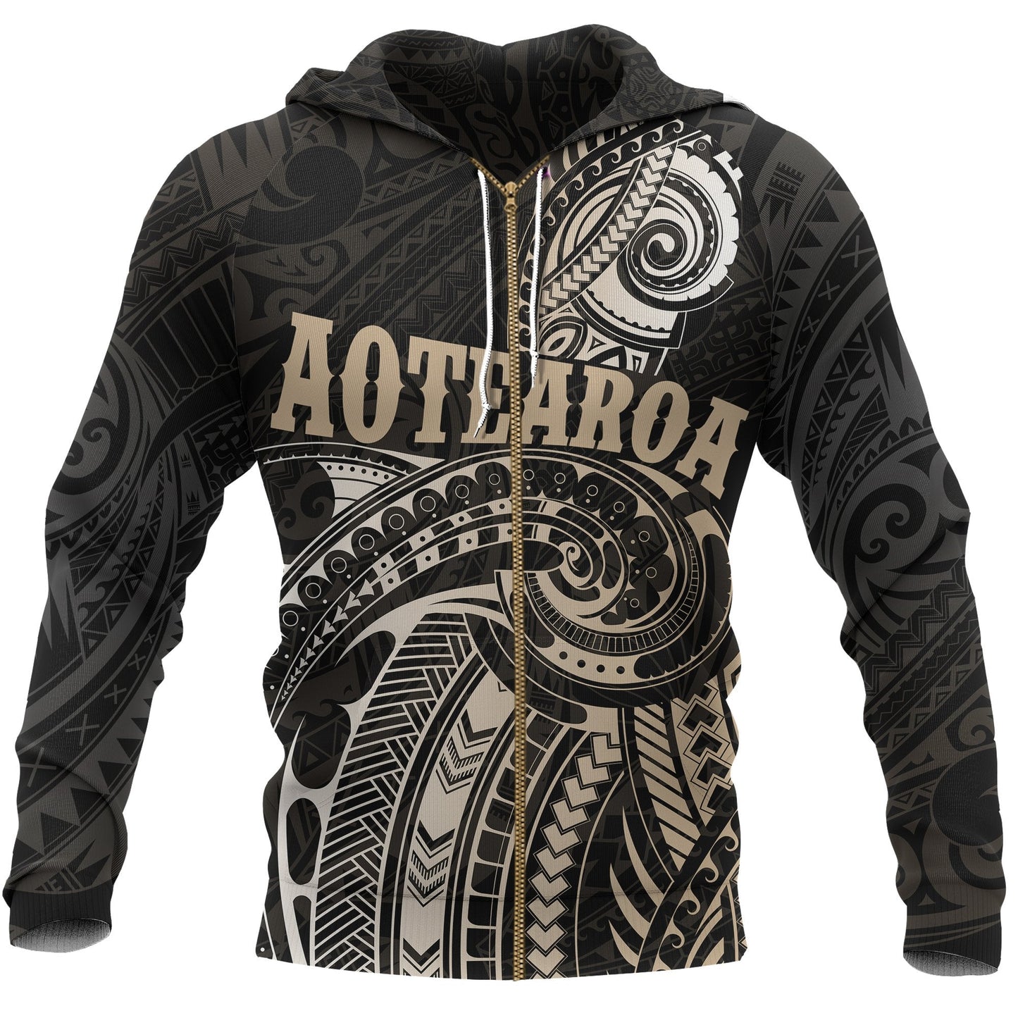 Maori Tattoo Zip Hoodie, New Zealand Aotearoa Pullover Hoodie