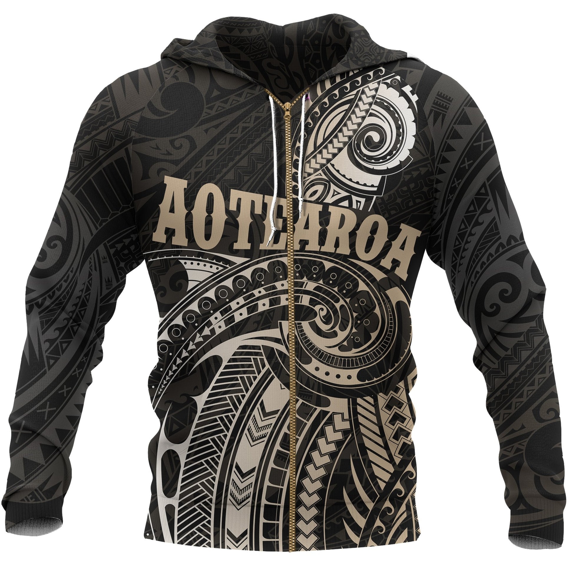Maori Tattoo Zip Hoodie, New Zealand Aotearoa Pullover Hoodie