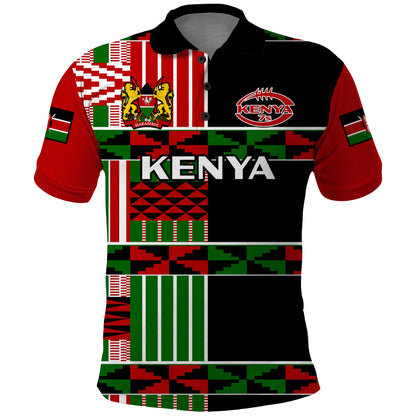 (Custom Text And Number) Kenya Rugby Sevens Kenyan Pattern Version Polo Shirt