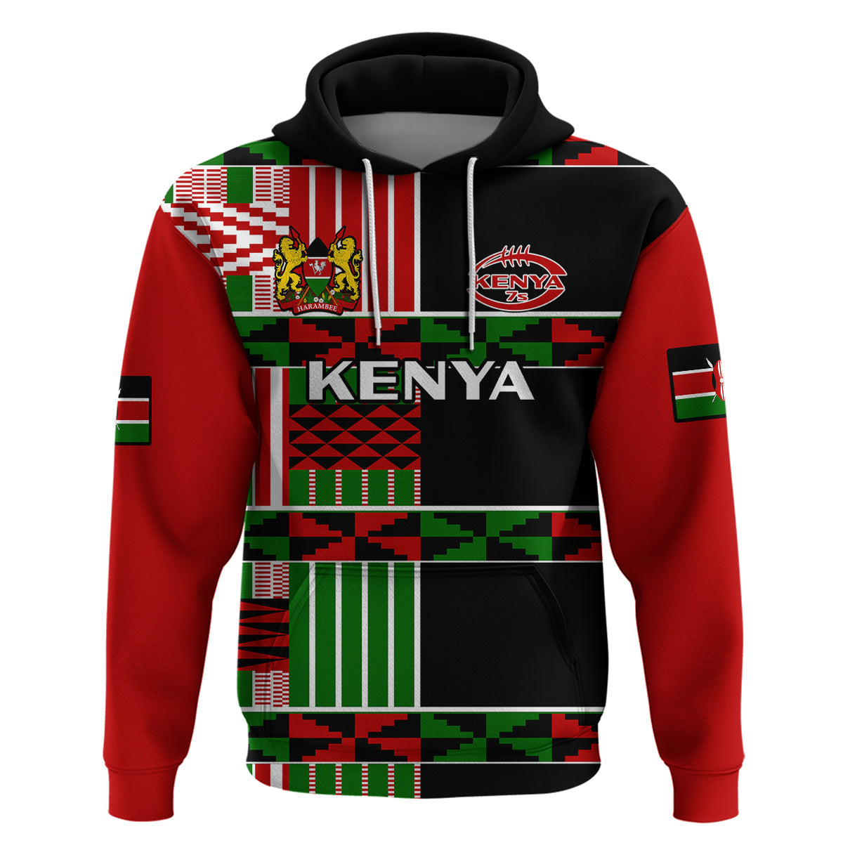 Custom Kenya Rugby Sevens Kenyan Pattern Version Hoodie