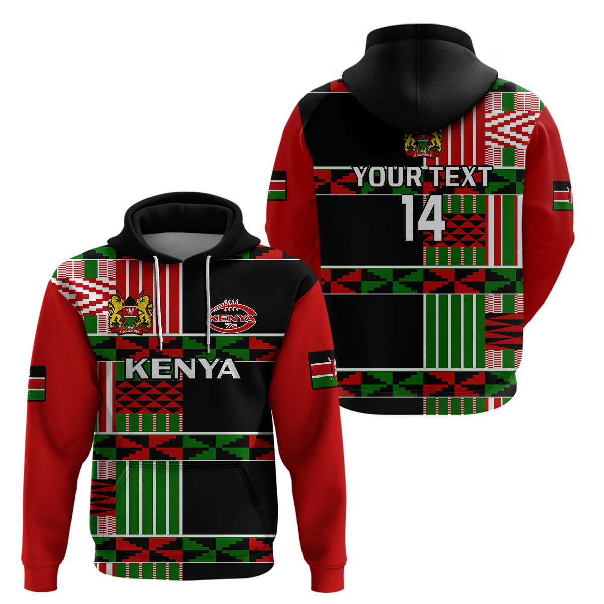 Custom Kenya Rugby Sevens Kenyan Pattern Version Hoodie