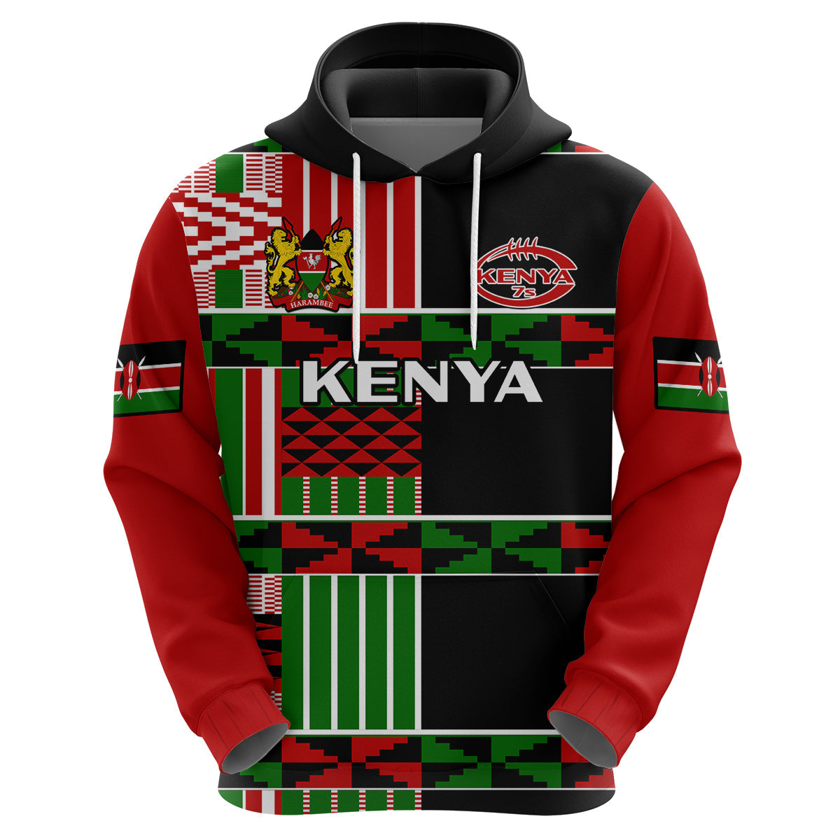 Custom Kenya Rugby Sevens Kenyan Pattern Version Hoodie