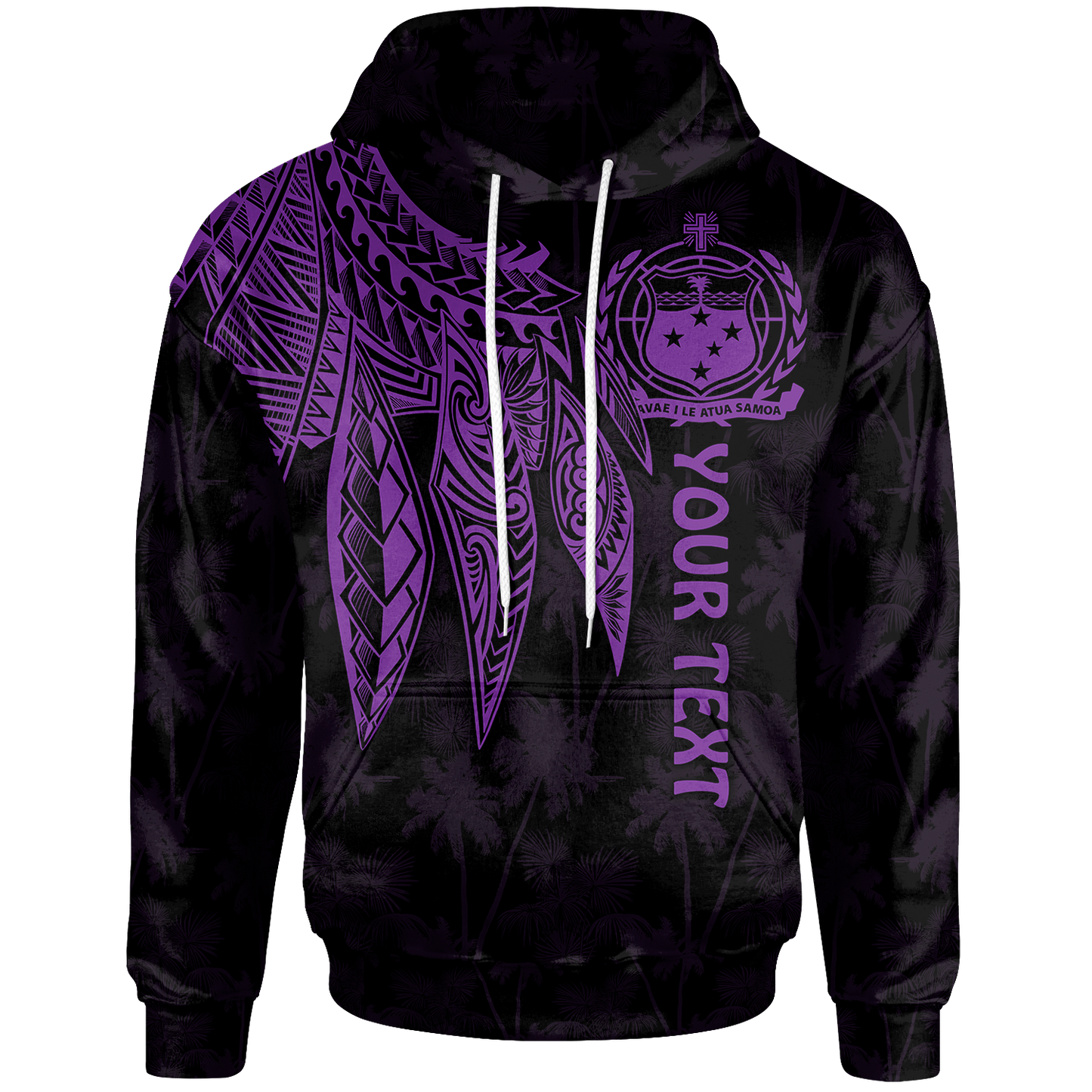 Samoa Hoodie Polynesian Wings (Purple)